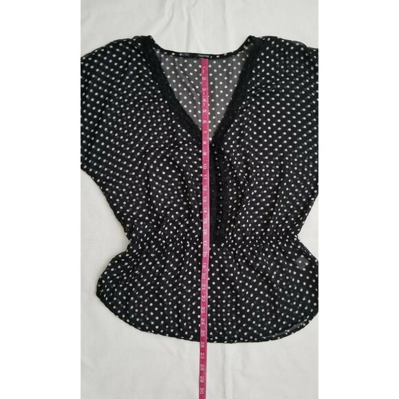 Maurices Women’s Black & White Polka Dot Dolman Sleeve Blouse Size Large - Picture 12 of 12